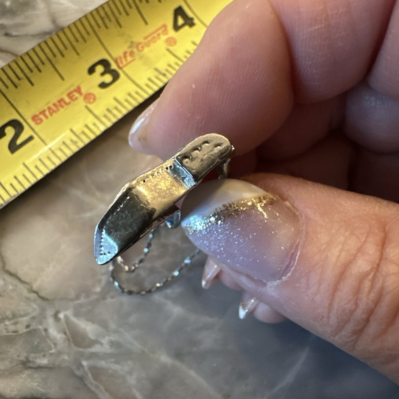 Vintage Lt Blue COUNTRY WESTERN Flower Rhinestone COWBOY BOOT Necklace SilverTne - Picture 5 of 7